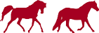 2 Pferde im Trab Silhouette rot